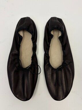 The Row Round Ballet Flat Black Nappa Size 40 EU 10 US